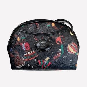 Vintage Allan Edward AE Magic Circus Print Half Moon Crossbody Bag